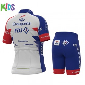 Set Fahrradtrikot + Radhose Kurze 2021 Groupama-FDJ Kinder N001